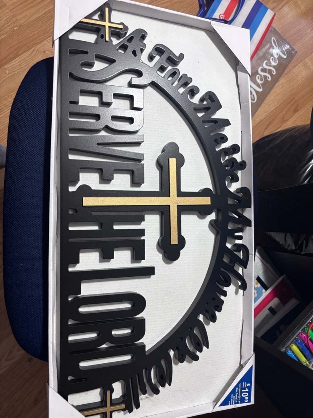 Welcome Home Decorative Cross Wall Sign - Black and Gold